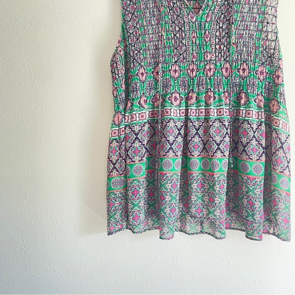 Rose and Olive Purple and Green Flowy Tank - Picture 2 of 6